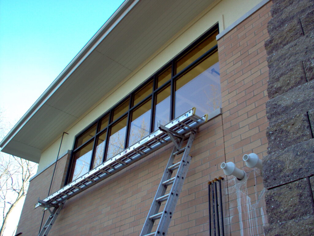 Exterior metal door services in progress in Washington County, WI